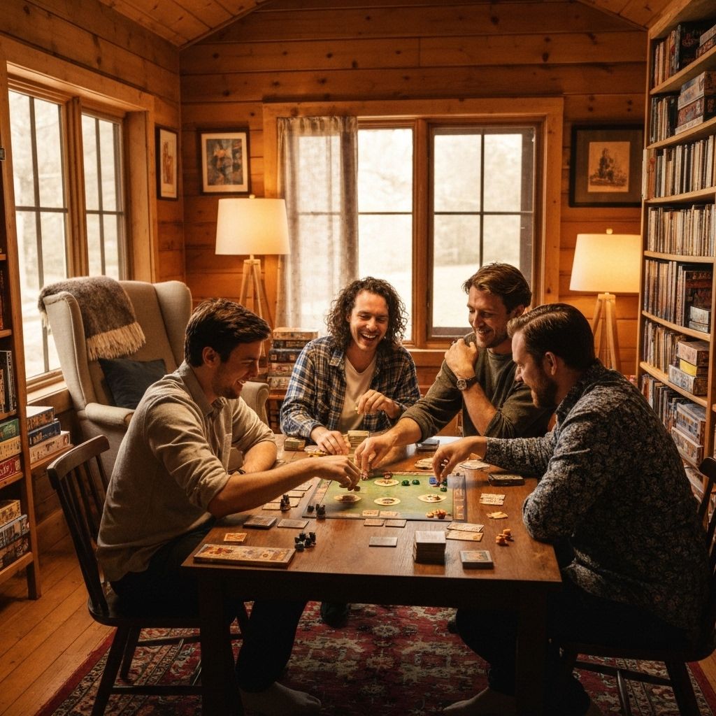친구들과 함께 보드게임을 즐기는 모습